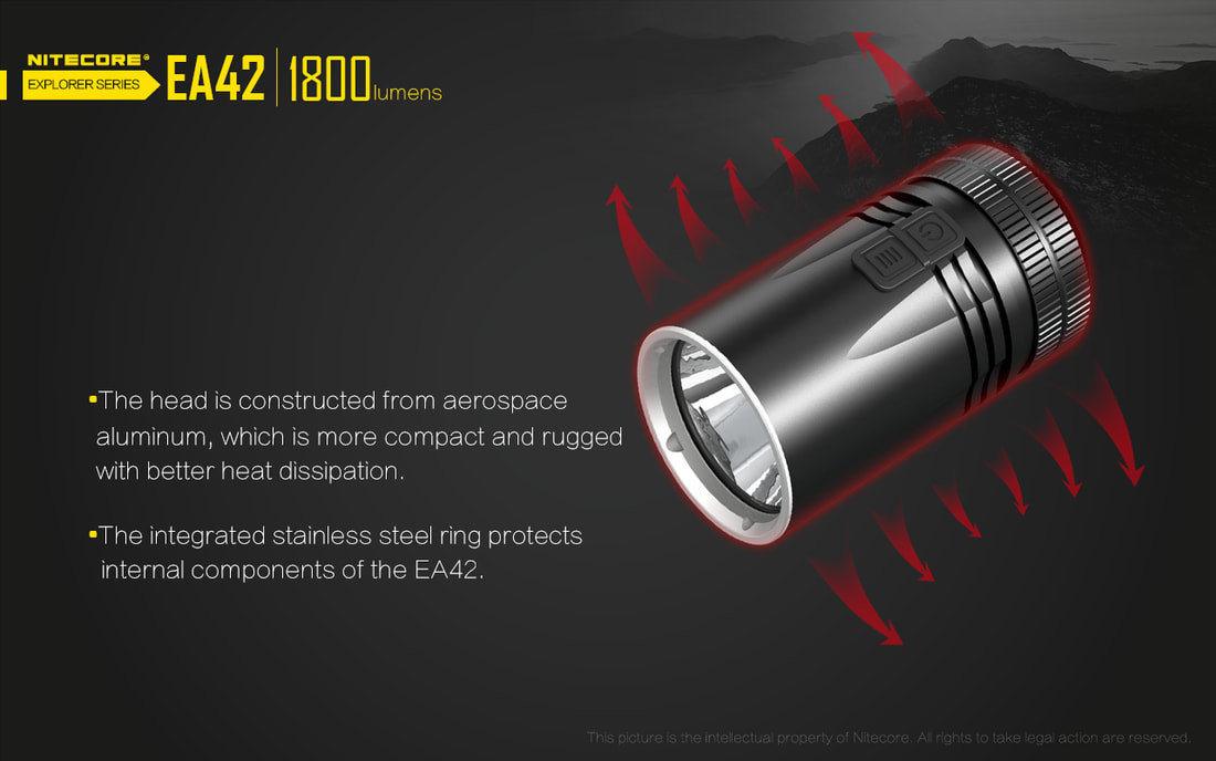 Nitecore EA42 1800 lm AA DEL projecteur Lampe de poche avec 4x NiMH Piles AA 